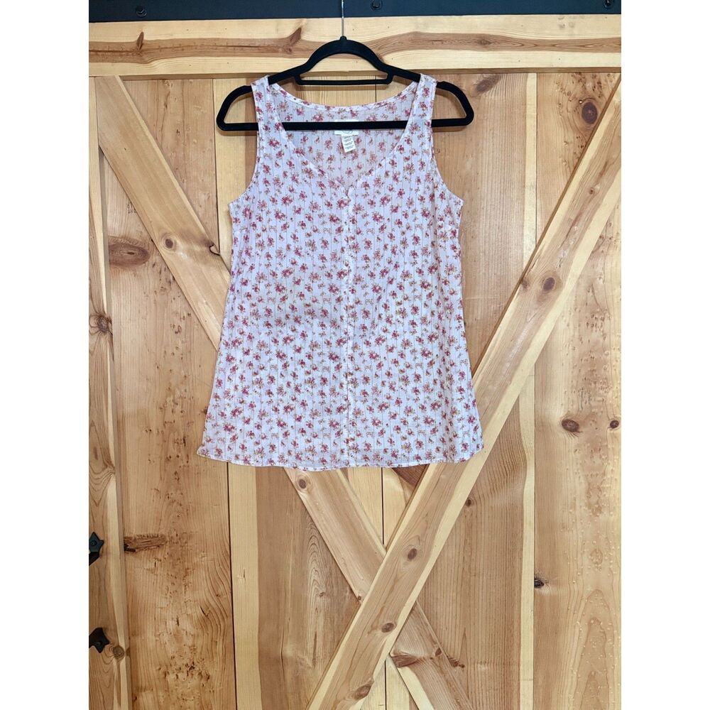 Levi's Floral Smocked Tank Top Size S Pink Purple Ditsy Cami Cottagecore Blouse